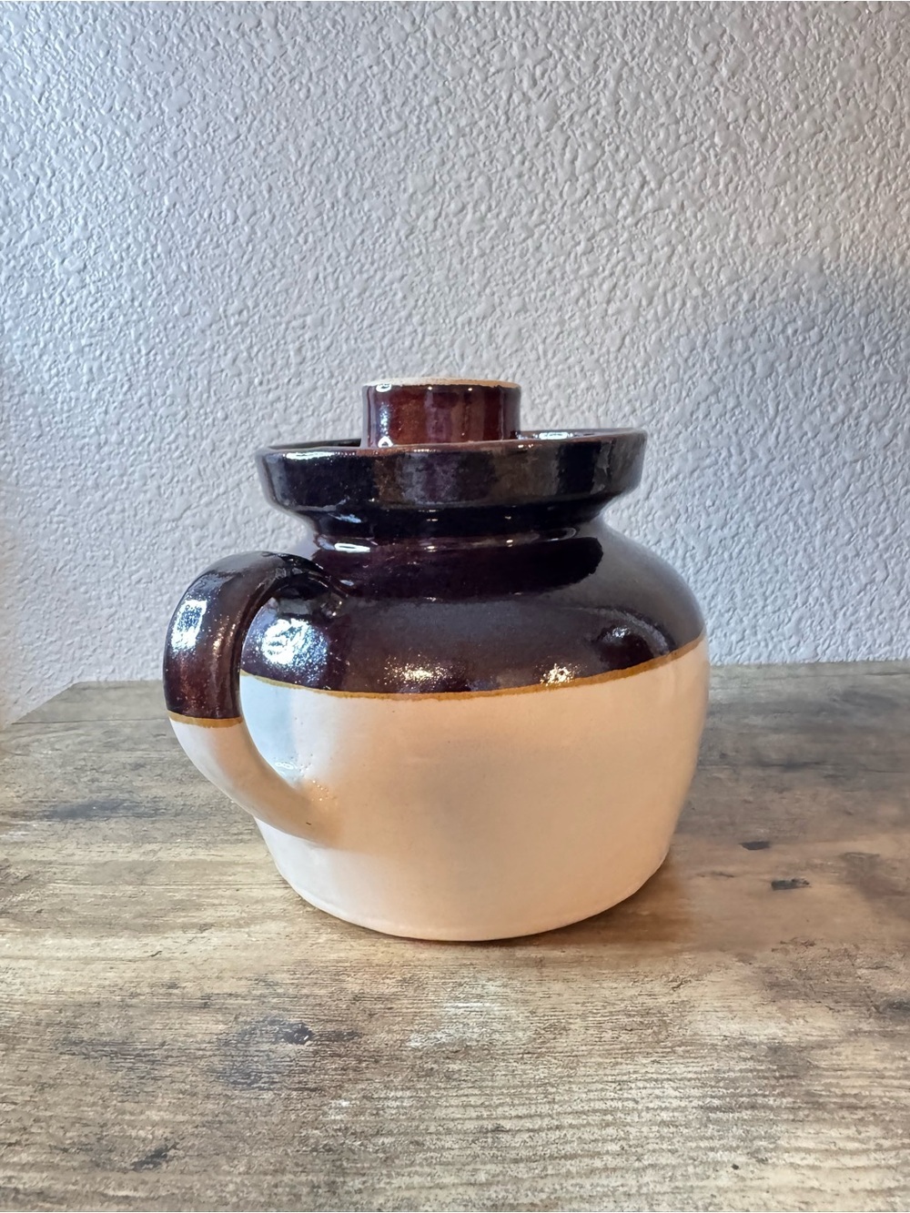 Brown & Cream Stoneware Crock Jar with Lid - Picture 6 of 12
